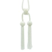 Opulent Handcrafted Beaded Double Tassel Curtain Tieback with Elaborately Hand-strung Glass Seed Beads, Tassel Length 4 1/2", 26" Spread # TBBD4502, Pure White #008 Bright White Sold Individually