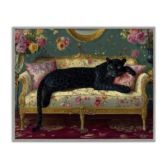 Stupell Industries Opulent Interior Panther Gray Framed Giclee Art, design by Annabelle Hall, 24 x 30