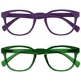 thumbnail image 1 of OPULIZE POP Reading Glasses 2 Pack - Fun Round Matte Frame - Purple Moss Green - Spring Hinges, Scratch Resistant - Mens Womens - RR2-56 - +3.50, 1 of 6