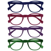 OPULIZE POP Reading Glasses 4 Pack - Fun Round Matte Frame - Blue Fuscia Pink Purple Moss Green - Spring Hinges, Scratch Resistant - Mens Womens - RRRR2-3456 - +2.50