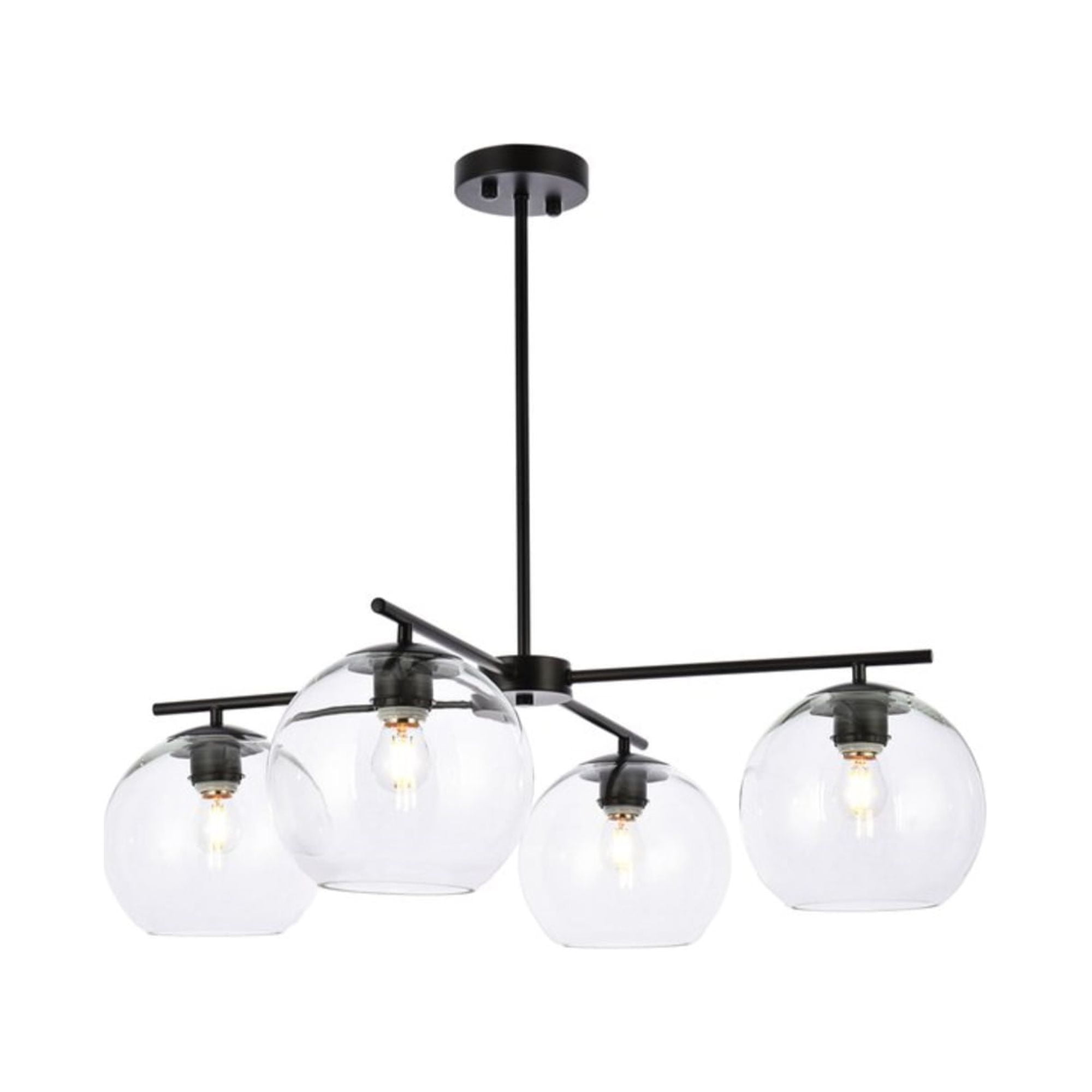 Opus Black Glass 4-Light Bubble Pendant Lamp