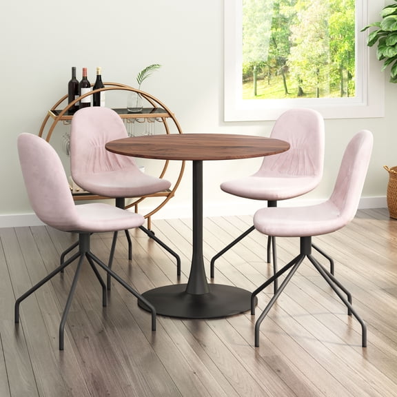 Opus Dining Table Brown & Black Dining Table, Modern Style, Faux Wood MDF round shape tabletop, Steel, Indoor Dining