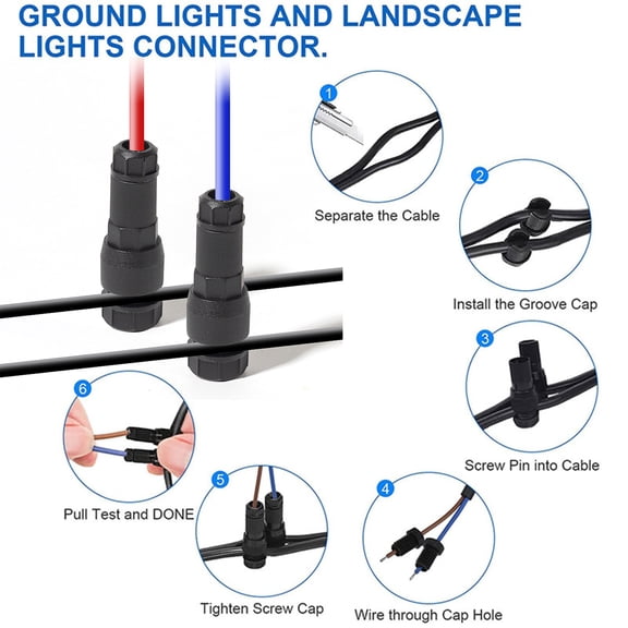 Opvise 1/10Pcs Low Voltage Wire Connectors Waterproof Easy Installation Outdoor Wire Connectors Landscape Lighting Accessories Blue 1pc