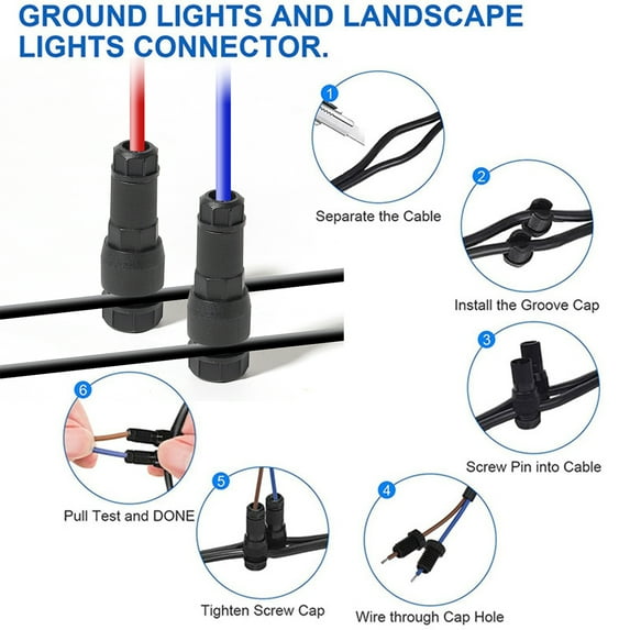 Opvise 1/10Pcs Low Voltage Wire Connectors Waterproof Easy Installation Outdoor Wire Connectors Landscape Lighting Accessories Red 1pc