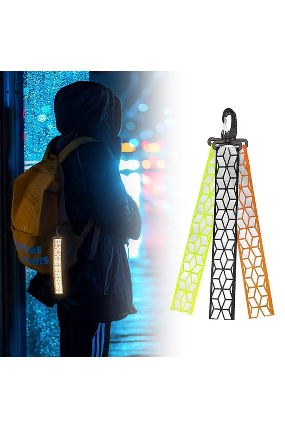 1/6Pcs Reflective Strap with Hanging Buckle High Visibility Outdoor Climbing Camping Cycling Safety Reflector Backpack Keychain Pendant