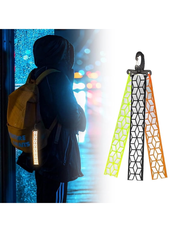 1/6Pcs Reflective Strap with Hanging Buckle High Visibility Outdoor Climbing Camping Cycling Safety Reflector Backpack Keychain Pendant