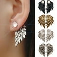 thumbnail image 1 of Opvise 1 Pair Ear Studs Rhinestone Inlaid Christmas Gifts Alloy Women Angel Wing Ear Studs for Daily Life, 1 of 1