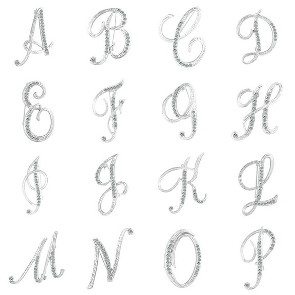 Opvise 1 Pc Fashion Unisex Rhinestone English Letters Alphabet A-Z Brooch Pin Ornament Golden