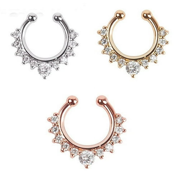 Opvise 1 Pc U-shape Non Piercing Fake Clip On Septum Clicker Nose Ear Lip Ring Hoop