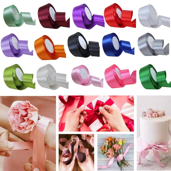 Opvise 1 Roll 22m 4cm Wide Satin Wedding Ribbon Roll Gift Wrapping Bouquets Bow Making Decoration Home Decor