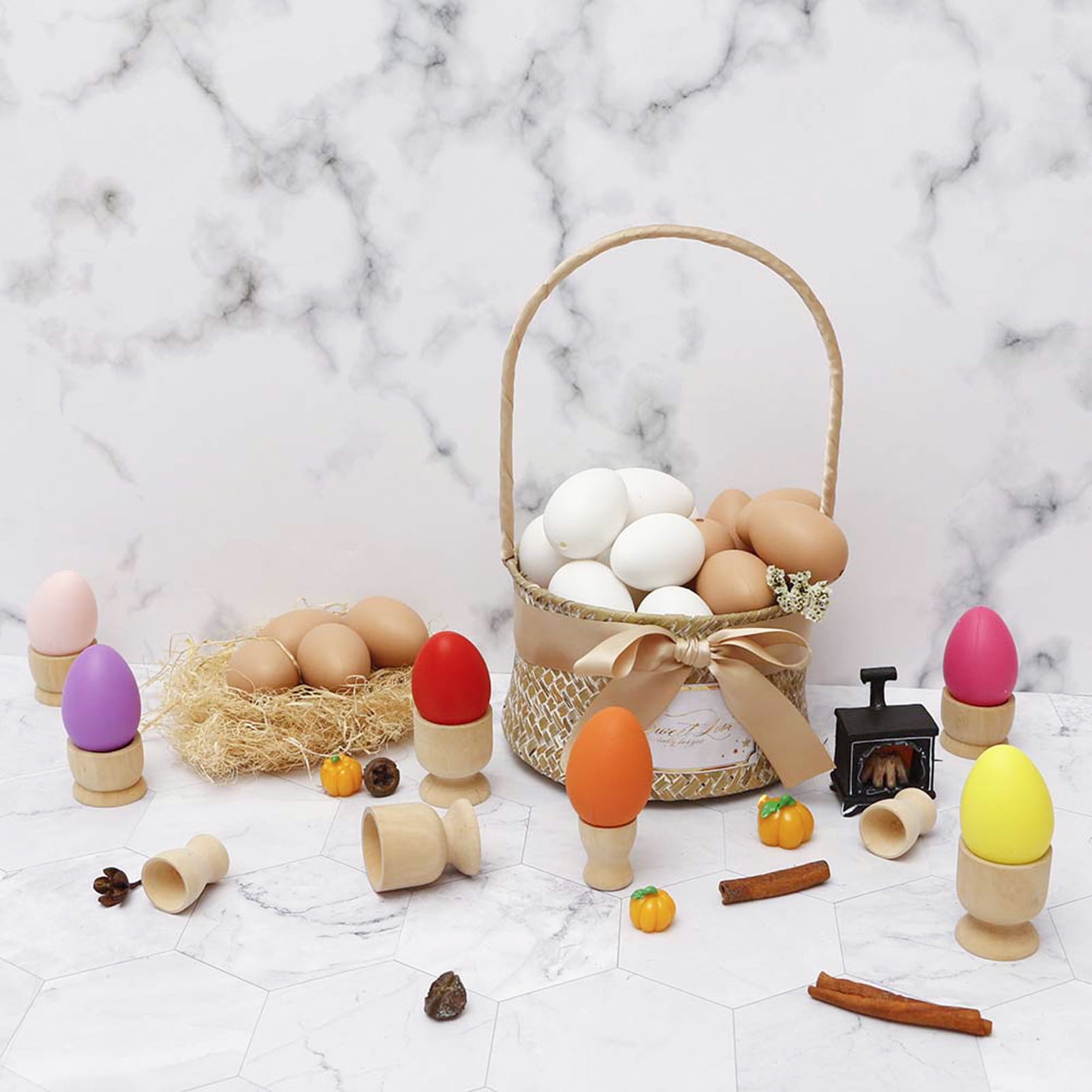 Opvise 1 Set Easter Eggs Random Color Smooth Surface Realistic Reusable 100 Pieces DIY Colorfast Create Atmosphere Easter Eggs Pendants Easter Supplies A
