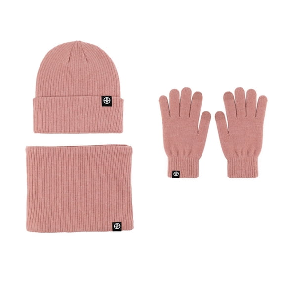 Opvise 1 Set Fashion Winter Hat Scarf Gloves Set Unsiex Thick Warm Elastic Anti-slip Neck Head Hands Protection Cozy Windproof Outdoor Cap Neck Warmer Gloves Set Light Grey