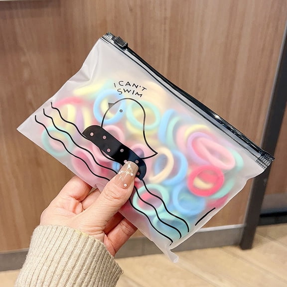 Opvise 100Pcs Small Candy Color Hair Ring Anti-fall Tight Exquisite Kids High Elastic Simple Hair Ropes Hair Accessories Blue