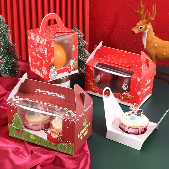 Opvise 10Pcs 1/2/4/6 Grid Christmas Gift Box Decorative Handheld Festival Props White Card Chic Xmas Present Box Red
