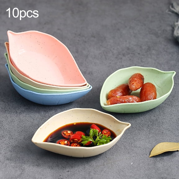 Opvise 10Pcs Sauce Dish Food-grade Contact Easy to Wash Plastic Japanese Style Love Heart Shape Seasoning Plate Kitchen Gadget