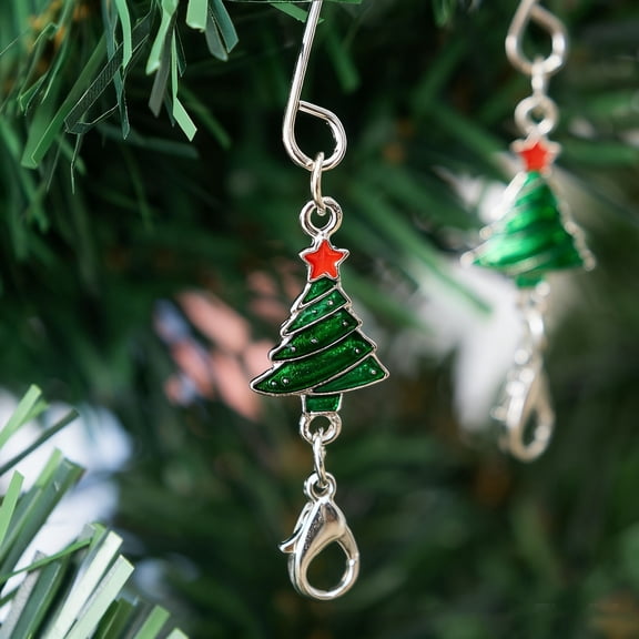 Opvise 12 Pack Alloy S Hooks with Spring Buckle Christmas Tree Hooks 3.21 Inch Green Red Decorative Ornament Hangers