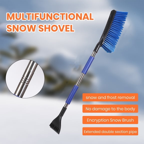 Opvise 2 in 1 Snow Scraper with Large Brush Head Extendable Ice Scraper Snow Brush Portable Auto Scraper Snow Brush