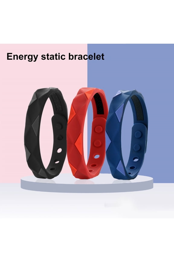 2Pcs Anti Static Bracelet Adjustable Multi-Hole Improved Sleep Quality Relaxation Unisex Waterproof Silicone Energy Balance Bracelet