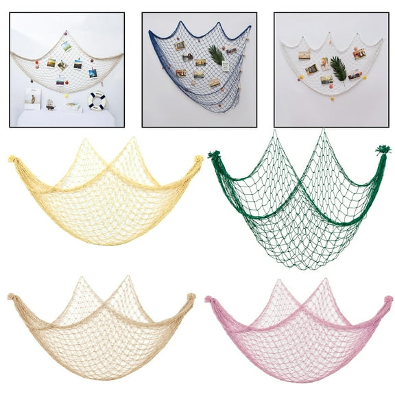 Opvise 2Pcs Decorative Fishing Nets Hanging Ornaments Extra-Large DIY Ocean-inspired Craft Wall Art Hanging Fishnet Decor
