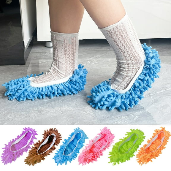 Opvise 2Pcs Mop Slippers Shoe Covers Soft Washable Reusable Multi-Function Dust Hair Cleaners Floor Cleaning Tools