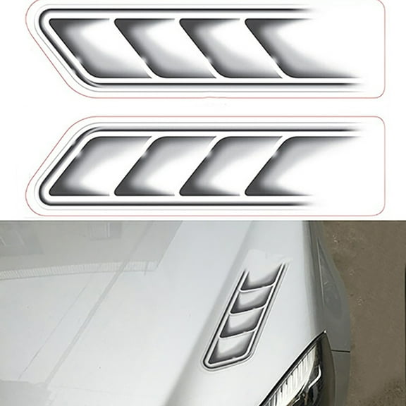 Opvise 2Pcs/Set Creative 3D Car Stickers Side Fake Vents Front Cover Decorative Decals