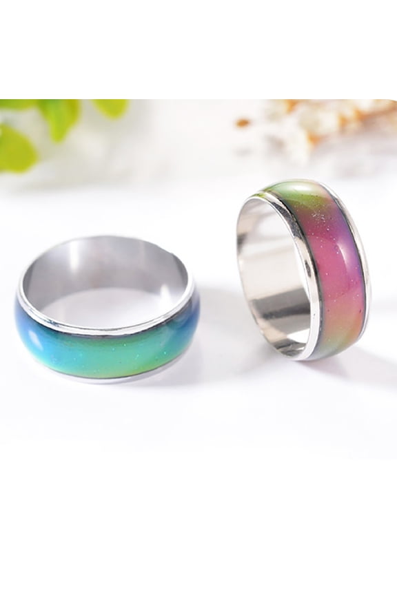 3Pcs Mood Ring Smooth Handmade Alloy Temperature Changing Color Ring for Club
