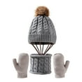 thumbnail image 1 of Opvise 3Pcs/Set Knitted Hat Scarf Gloves Set Cozy Warm Soft Thickened Wide Application Winter Accessories Wine Red, 1 of 8