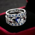 thumbnail image 1 of Opvise 3Pcs/Set Women Heart Faux Sapphire Inlaid Stacking Ring Wedding Jewelry Gift, 1 of 7