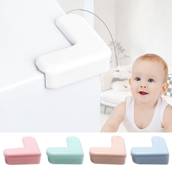 Opvise 4Pcs Furniture Corner Protector Anti-collision Baby Proof Soft PVC Self-adhesive Table Sharp Edges Corner Guard Protective Cover Kit