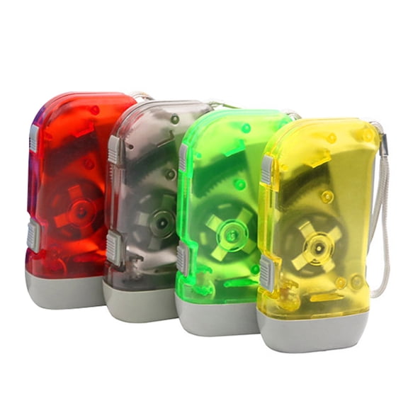 Opvise 4Pcs Portable Hand Press Power 3 LED Flashlight Torch Travel Camping Light Lamp