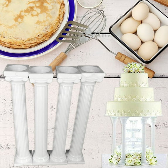 Opvise 4Pcs/Set Cake Rods Non-stick Reusable Plastic Delicate Cake Standing Grecian Pillars Gathering Supplies S