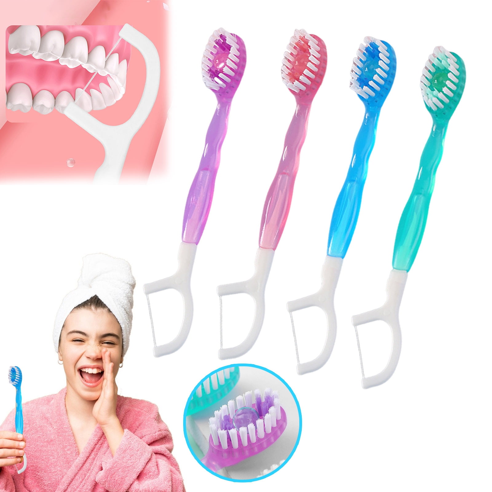 Opvise 5-in-1 Disposable Toothbrush with Built-in Toothpaste, No Rinse Needed, 60s Quick Clean, Travel-Friendly, BPA/Flouride-Free Oral Care for On-the-Go Freshness