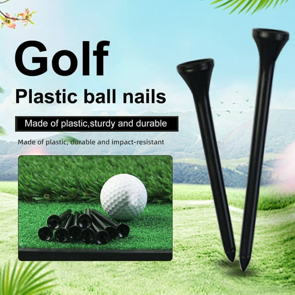 Opvise 50 Pack Professional Golf Tees Plastic Black Golf Tees Tall Golf Tees Bulk Reduce Side Spin And Friction Golf Accessory
