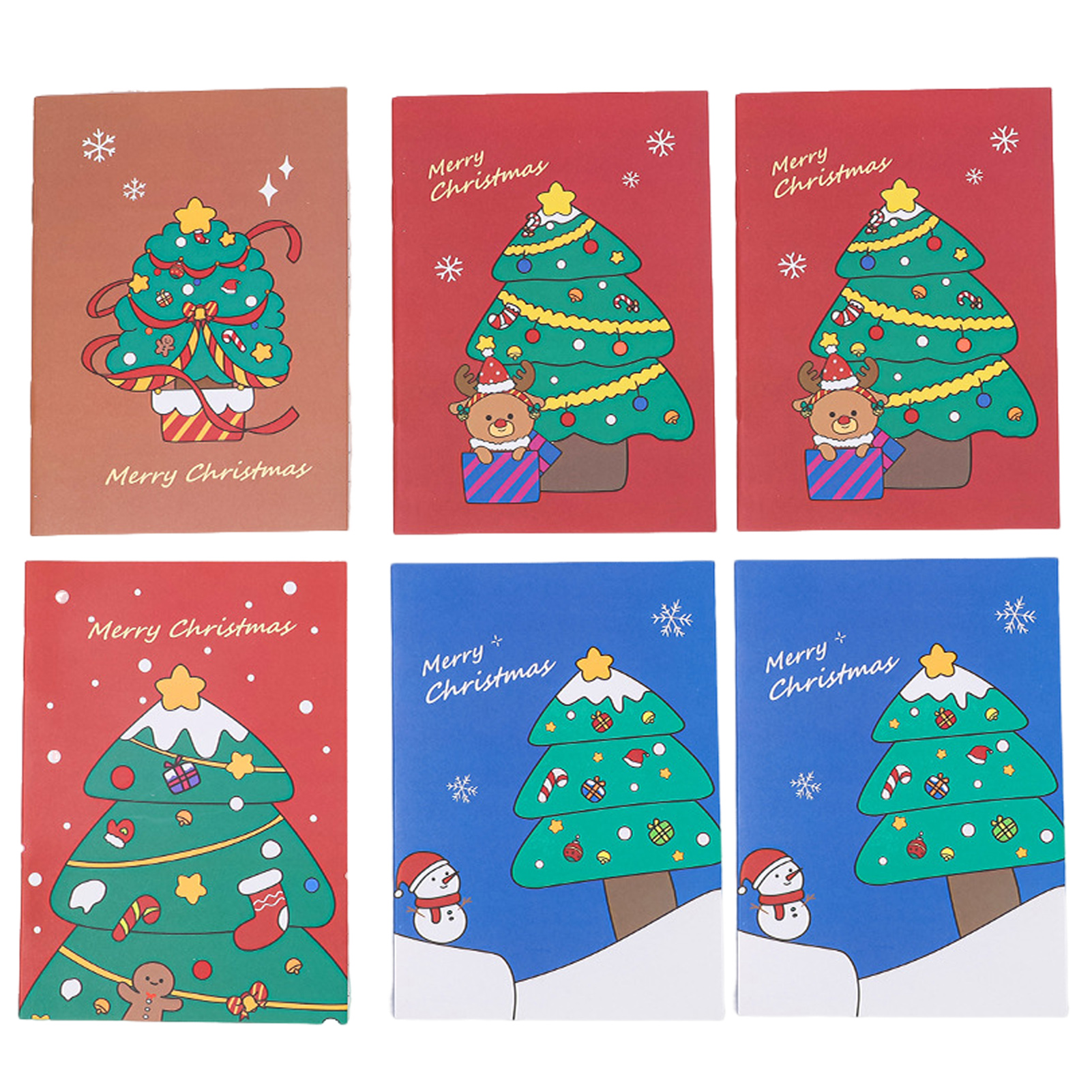 Opvise 6Pcs Mini Christmas Notepads Festive Santa Claus Snowman Designs