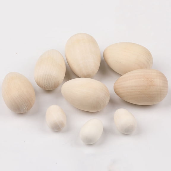 Opvise 6Pcs Wooden Simulated Egg Creative DIY Graffiti Painted Wooden Easter Eggs for Holiday Home Decoration M