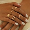 thumbnail image 1 of Opvise 8Pcs Finger Rings Five-pointed Star Rhinestones Jewelry Electroplating Geometric Ring Birthday Gifts, 1 of 7