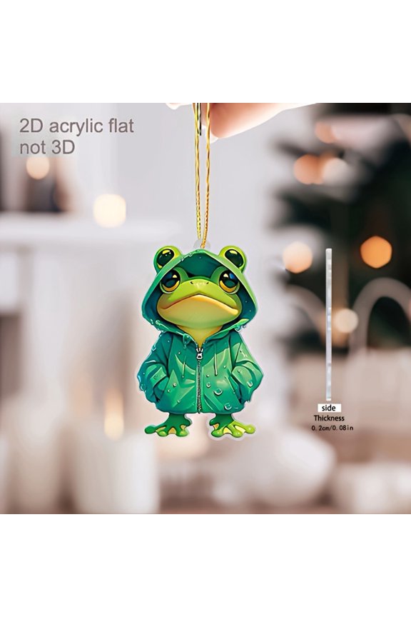 Acrylic Frog Pendant Car Decor - Vibrant Colors, Durable Rearview Mirror Ornament, Cute Frog Keychain for Backpack, Auto Interior Accessories, Gift for Car Lovers