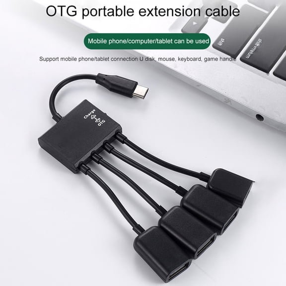 Opvise Adapter Cable Micro-USB Data Transmission 1 to 4 Type-c to USB Converter Cable for Mobile Phone