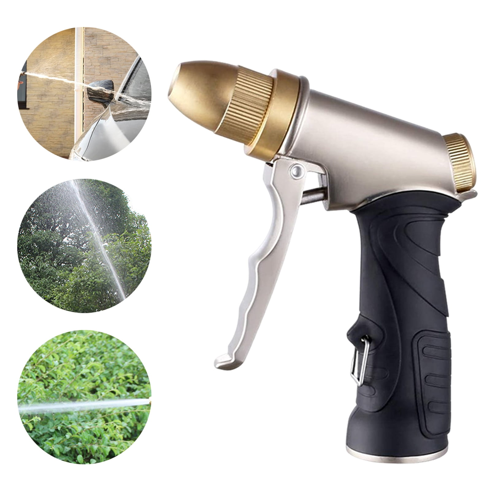 Opvise Adjustable High-Pressure Garden Hose Nozzle, Heavy-Duty Brass Spray Nozzle with 3/4" GHT Universal Fit, Ergonomic Non-Slip Grip for Car Wash, Lawn & Patio Cleaning