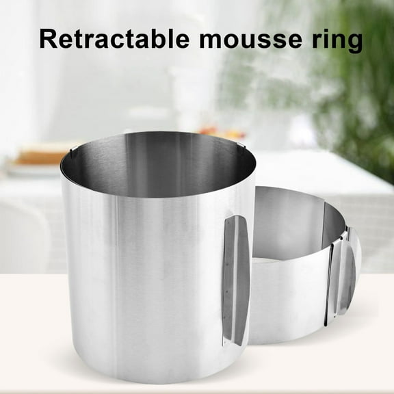 Opvise Adjustable Stainless Steel Baking Mold Set - Multi-Size Round Cake Ring for Professional Desserts, Durable & Temperature Resistant (8/12/15/17/20cm)