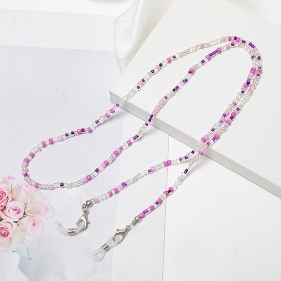 Opvise Anti-Lost Portable Eyeglass Chain Necklace Colorful Beaded Hanging Face Cover Chain Holder Glass Accessories