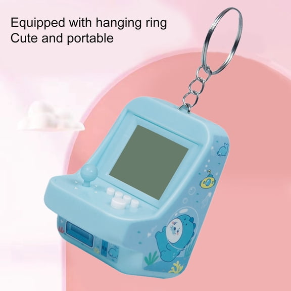 Opvise Arcade Game Machine 26 Classic Game Modes Support Music with Keychain Entertainment Mini Building Block Game Retro Game Console for Children Purple