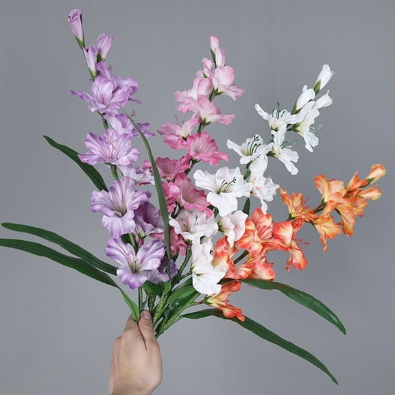 Opvise Artificial Gladiolus Silk Flowers Bouquet - Durable Faux Blooms for Indoor/Outdoor Decor, Weddings, Events, Home & Garden Decoration