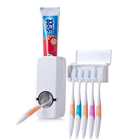 Opvise Automatic Bathroom Wall Mount Toothpaste Dispenser and Brush Holder