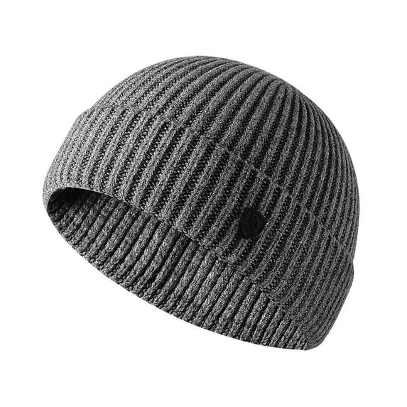 Opvise Autumn Winter Warm Knitted Hat Men Women Fashion Solid Color Ribbed Beanies Hat Outdoor Windproof Thick Hiking Cycling Hat Dark Gray