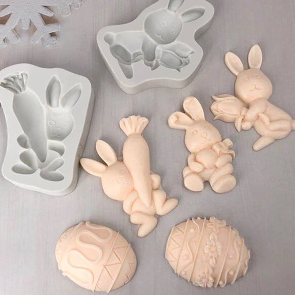 Opvise Baking Mold Non-stick BPA Free Silicone 3D Perfect Result Rabbit Baking Mold for Kitchen 2