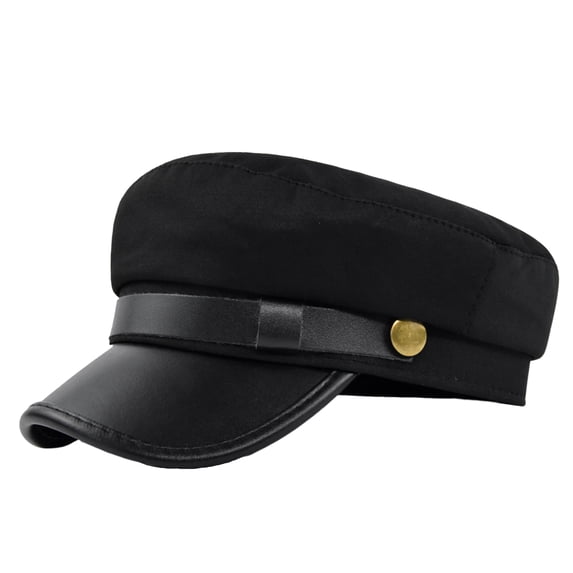 Opvise Beret Cap Wide Brim Retro Style Casual Cap Sun Protection Keep Warm Head Wear Autumn Winter Cap Hat Black