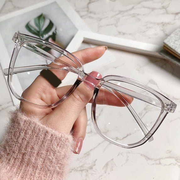 Opvise Blue Light Blocking Glasses Unisex Retro Clear View Strong Hinge Transparent with Brim Eye Protection Clear Bluelight Glasses Spectacles Grey