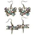 thumbnail image 1 of Opvise Bohemian Women Butterfly Dragonfly Rhinestone Charm Hook Earrings Jewelry Gift, 1 of 7