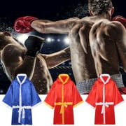 Opvise Boxing Robe Silky Comfortable Loose Fit Long Sleeve Hooded Show Nylon Muay Thai Boxing Robe Boxing Performance